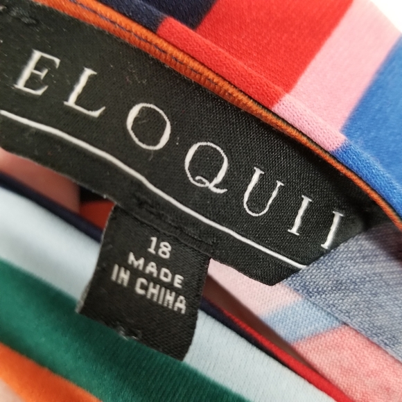 Eloquii Rainbow Striped Fit and Flare Dress Women's Size 18 Low Back Tie Neck - Picture 10 of 10